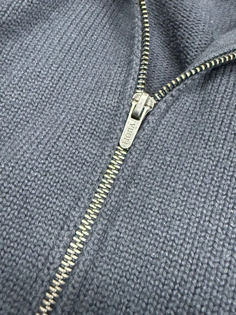 Vuori Denver Full Zip Sweater Men's Small Ink Blue Merino Wool Blend Mock Neck V